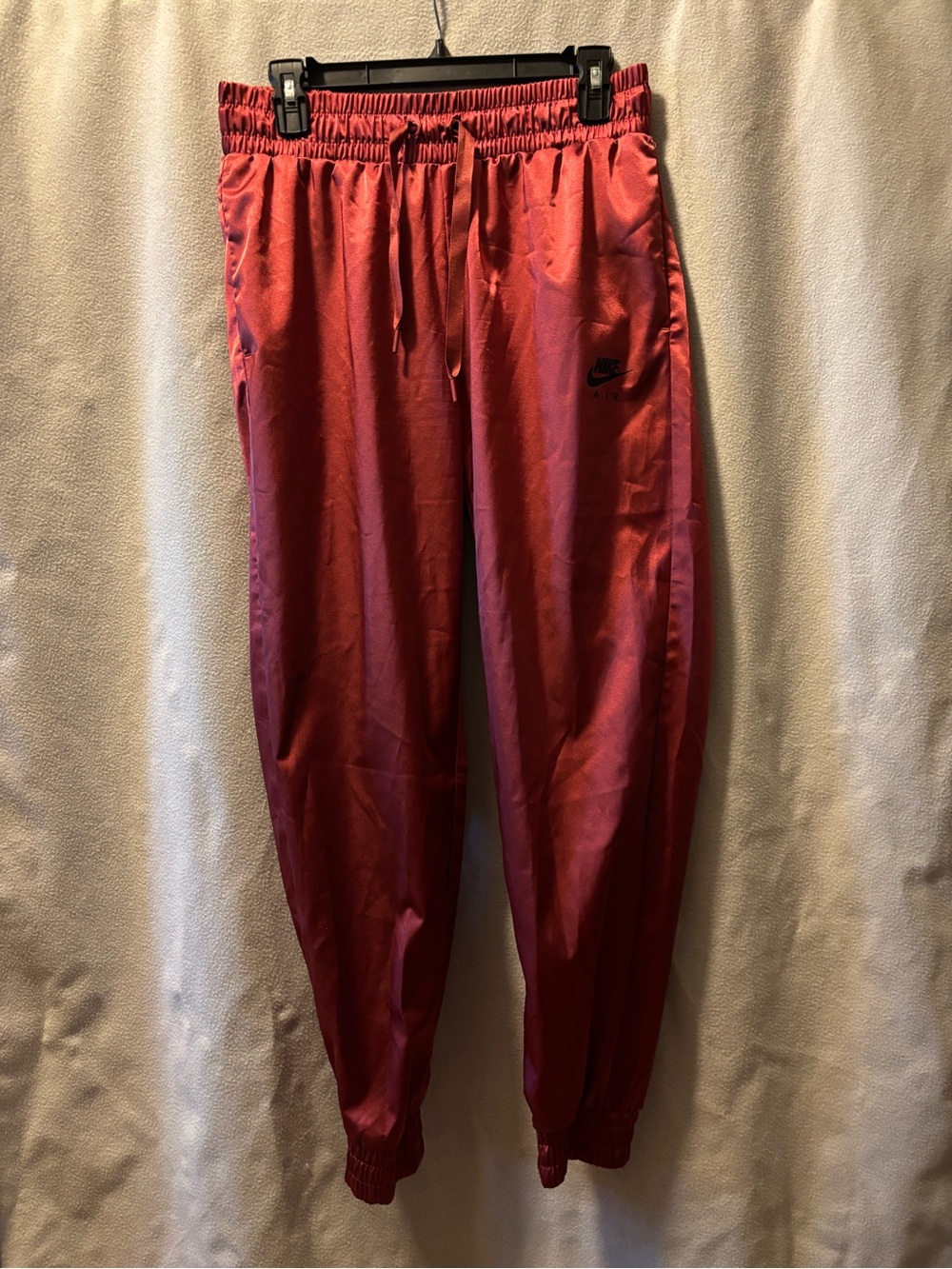 Nike Red satin Women's Track Joggers with Elastic Waist